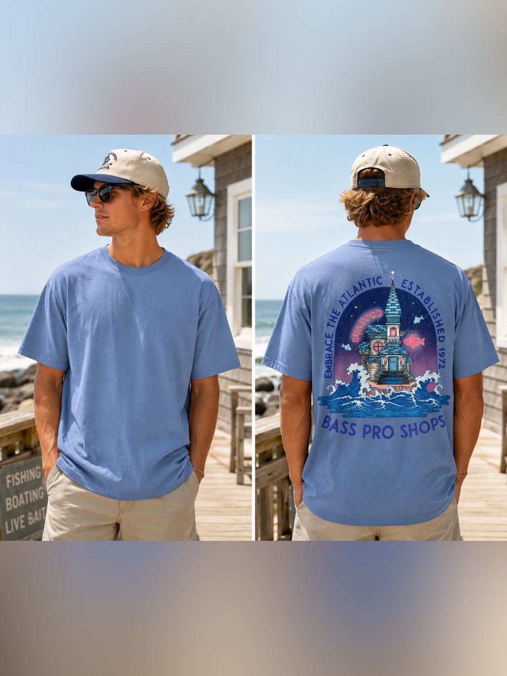 Bass Pro Shops Embrace The Atlantic Seafood Tee Size M NWOT